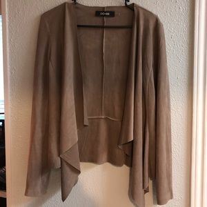 Faux Suede Tan/Gray Flowy Blazer